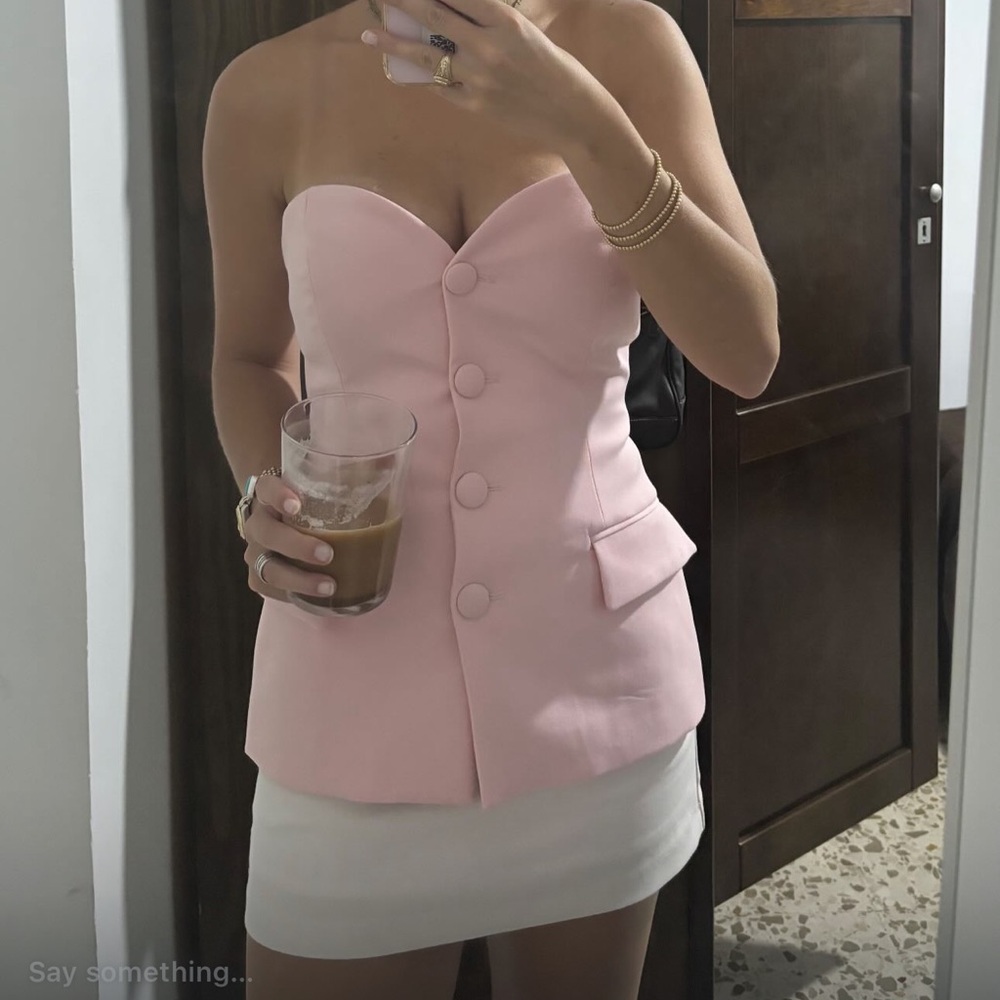 Zara Soft Pink Strapless Top
